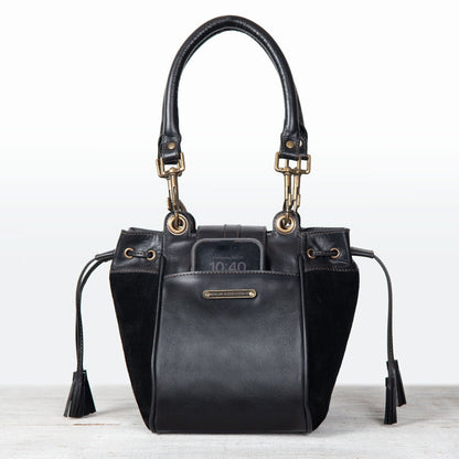 Cassidy - Luxury Leather Bucket Handbag in Black Urban-Equestrian