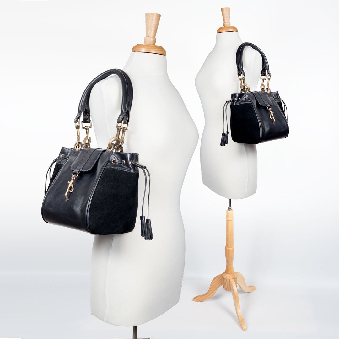 Cassidy - Luxury Leather Bucket Handbag in Black Urban-Equestrian