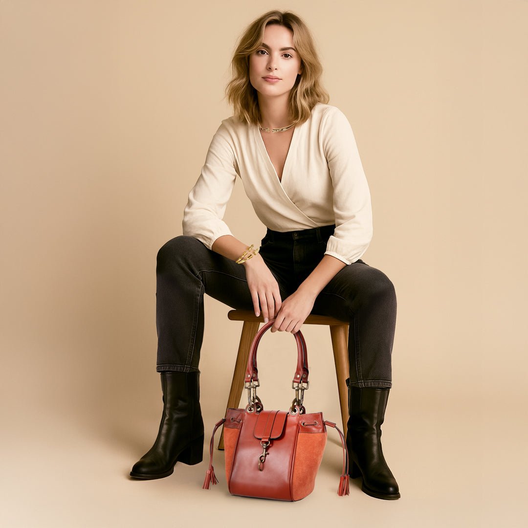 Cassidy - Luxury Leather Bucket Handbag in Cognac Urban-Equestrian