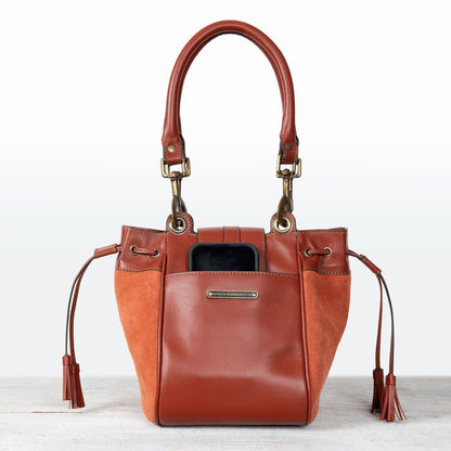 Cassidy - Luxury Leather Bucket Handbag in Cognac Urban-Equestrian