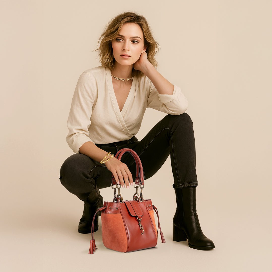 Cassidy - Luxury Leather Bucket Handbag in Cognac Urban-Equestrian