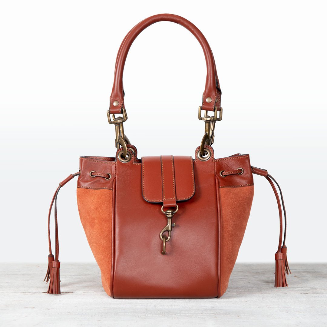 Cassidy - Luxury Leather Bucket Handbag in Cognac Urban-Equestrian