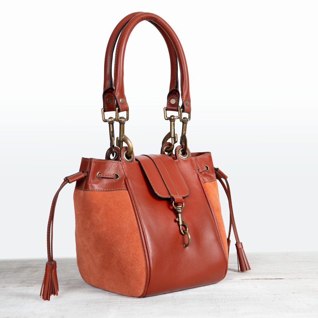 Cassidy - Luxury Leather Bucket Handbag in Cognac Urban-Equestrian