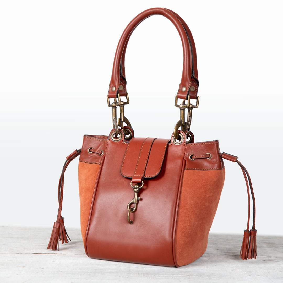 Cassidy - Luxury Leather Bucket Handbag in Cognac Urban-Equestrian