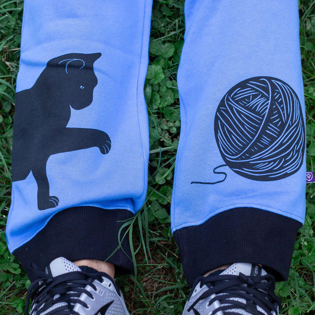 Adult Cat and Yarn Fuzzy Fleece Joggers with Pockets Princess Awesome & Boy Wonder