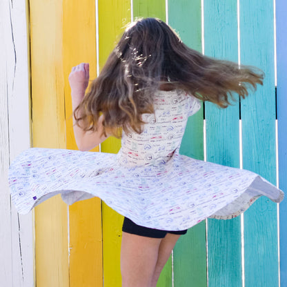 "Scratch Paper" Geometry Cats Super Twirler Dress with Pockets Princess Awesome & Boy Wonder