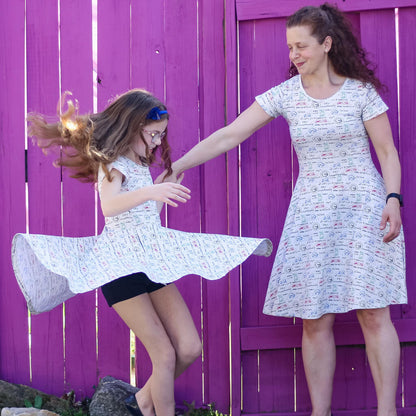 "Scratch Paper" Geometry Cats Super Twirler Dress with Pockets Princess Awesome & Boy Wonder