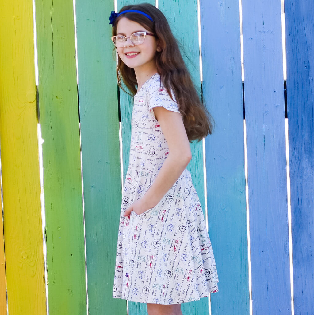 "Scratch Paper" Geometry Cats Super Twirler Dress with Pockets Princess Awesome & Boy Wonder