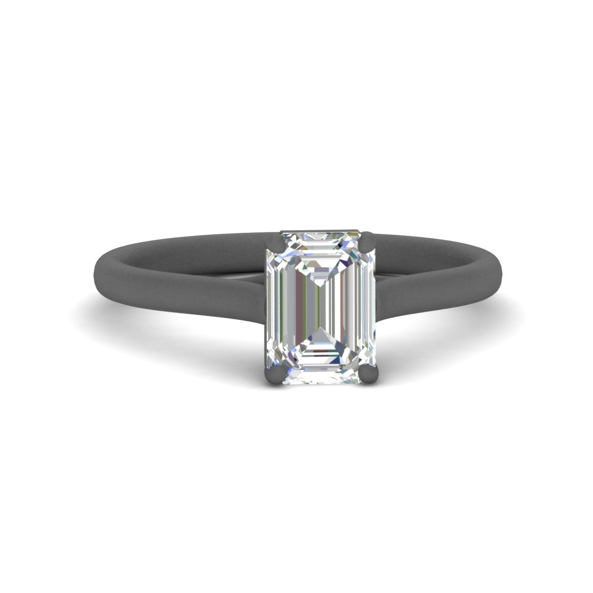Cathedral Flat Band Emerald Cut Solitaire Engagement Ring Fascinating Diamonds