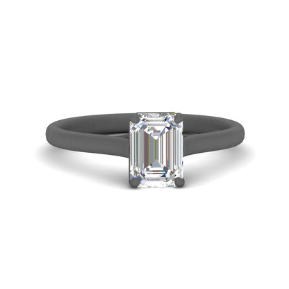 Cathedral Flat Band Emerald Cut Solitaire Engagement Ring Fascinating Diamonds