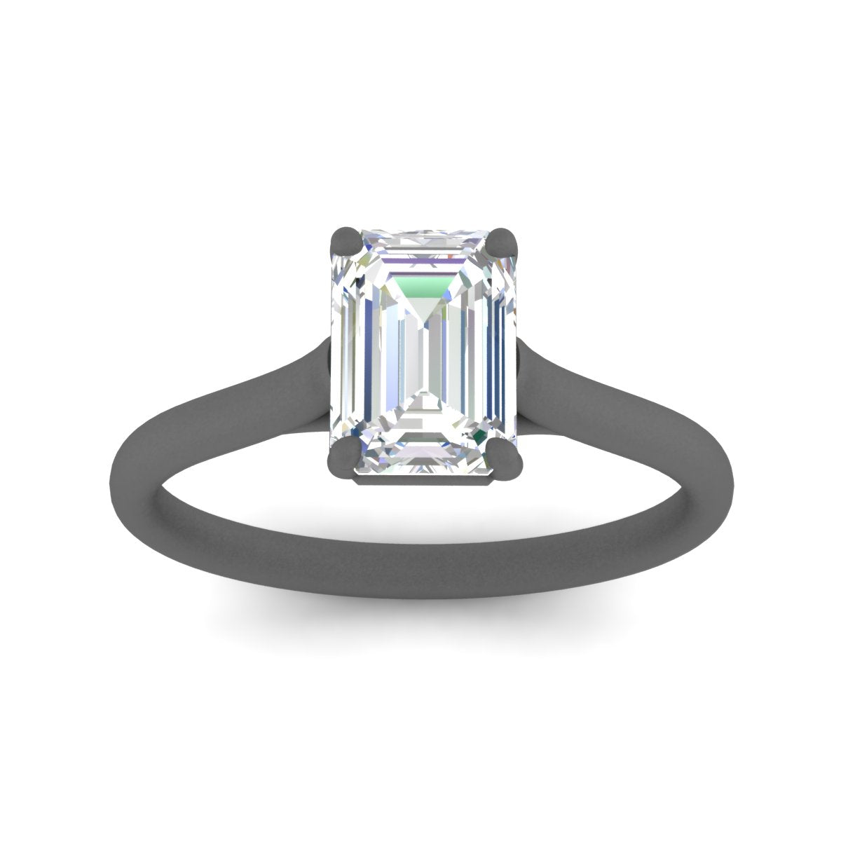 Cathedral Flat Band Emerald Cut Solitaire Engagement Ring Fascinating Diamonds
