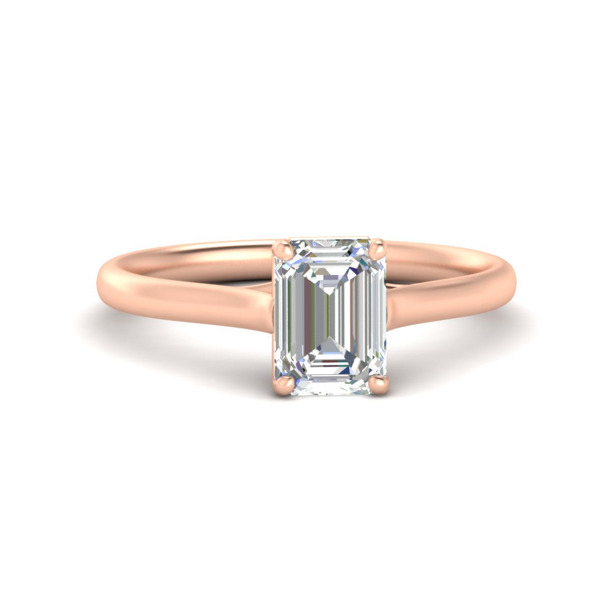 Cathedral Flat Band Emerald Cut Solitaire Engagement Ring Fascinating Diamonds