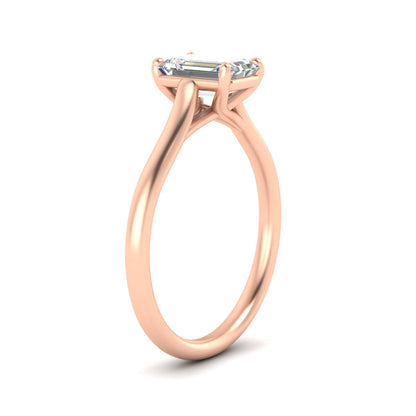 Cathedral Flat Band Emerald Cut Solitaire Engagement Ring Fascinating Diamonds