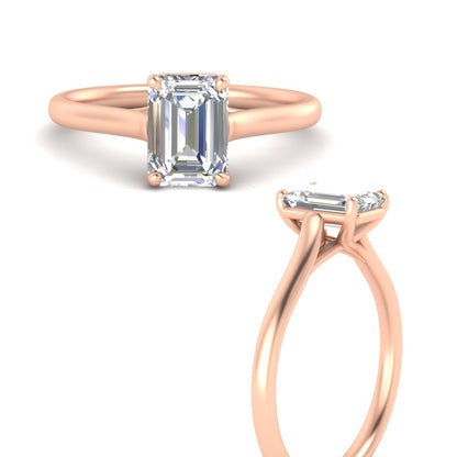 Cathedral Flat Band Emerald Cut Solitaire Engagement Ring Fascinating Diamonds