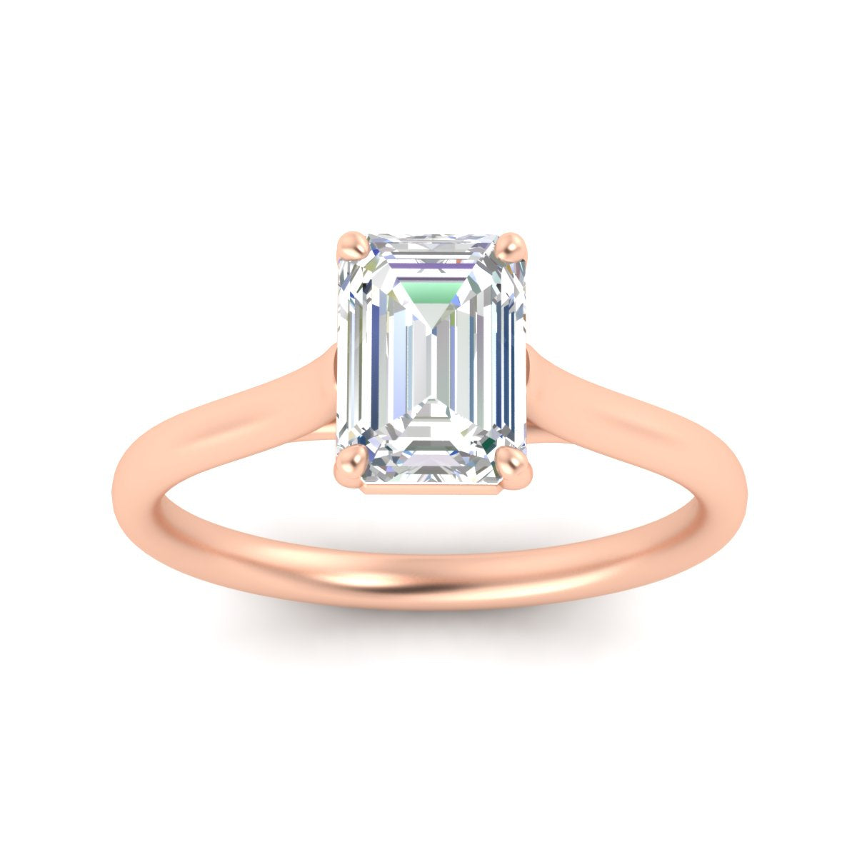 Cathedral Flat Band Emerald Cut Solitaire Engagement Ring Fascinating Diamonds