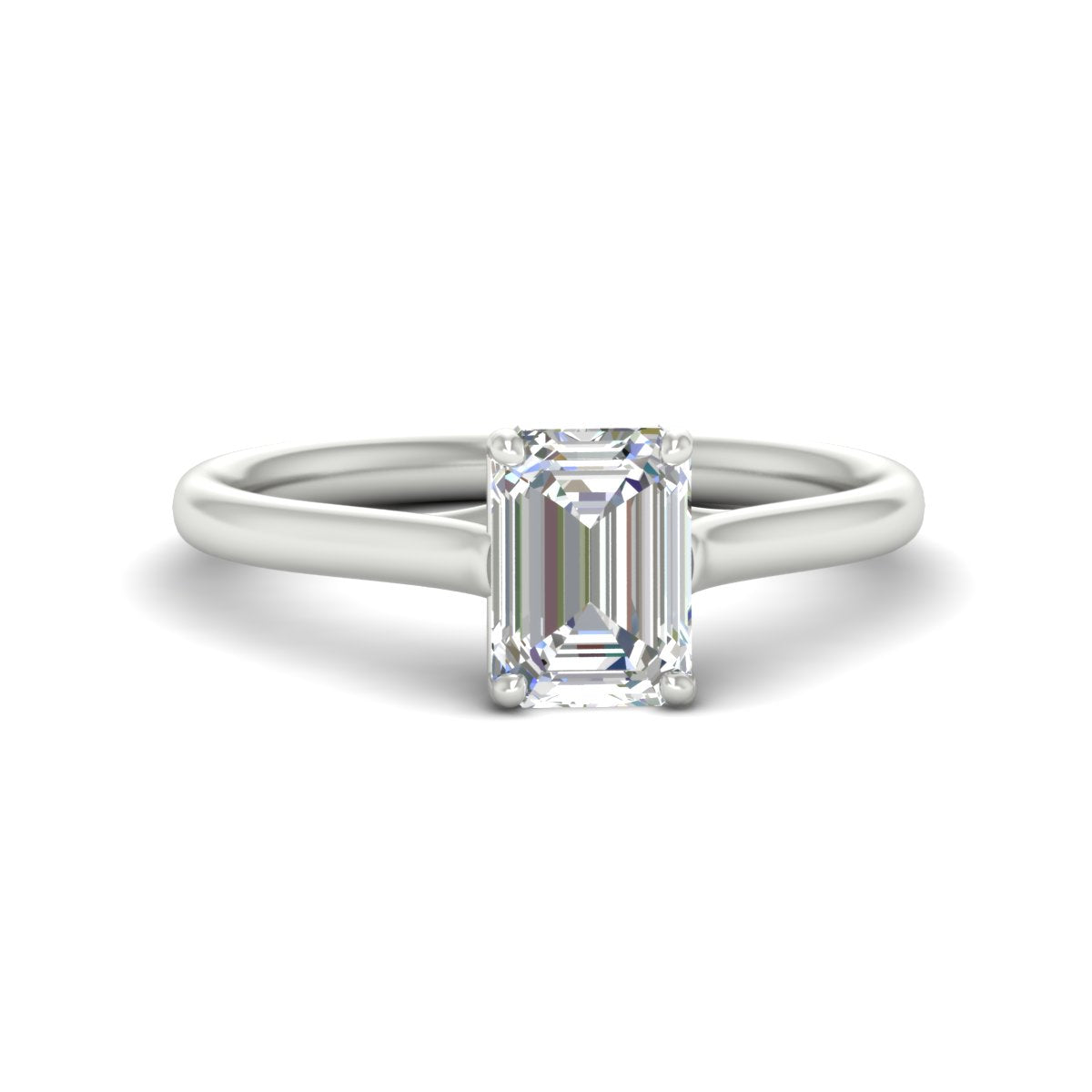 Cathedral Flat Band Emerald Cut Solitaire Engagement Ring Fascinating Diamonds