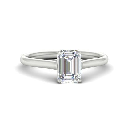 Cathedral Flat Band Emerald Cut Solitaire Engagement Ring Fascinating Diamonds