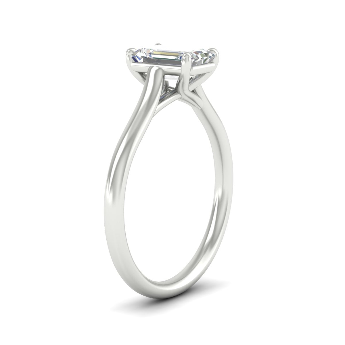 Cathedral Flat Band Emerald Cut Solitaire Engagement Ring Fascinating Diamonds