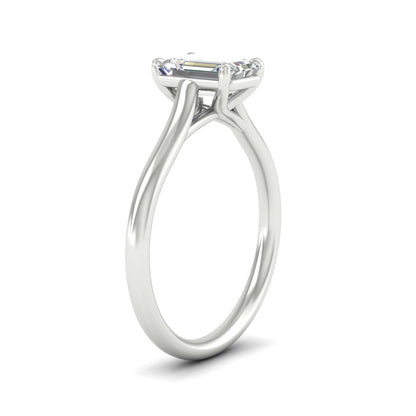 Cathedral Flat Band Emerald Cut Solitaire Engagement Ring Fascinating Diamonds