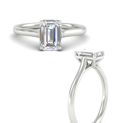 Cathedral Flat Band Emerald Cut Solitaire Engagement Ring Fascinating Diamonds