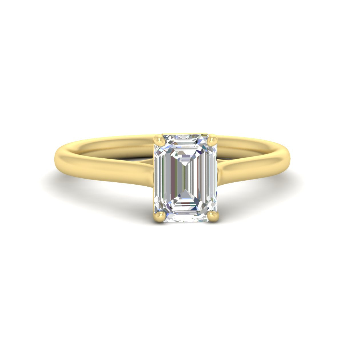 Cathedral Flat Band Emerald Cut Solitaire Engagement Ring Fascinating Diamonds
