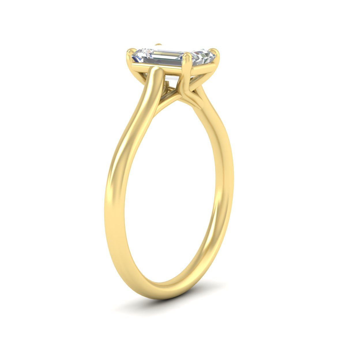 Cathedral Flat Band Emerald Cut Solitaire Engagement Ring Fascinating Diamonds