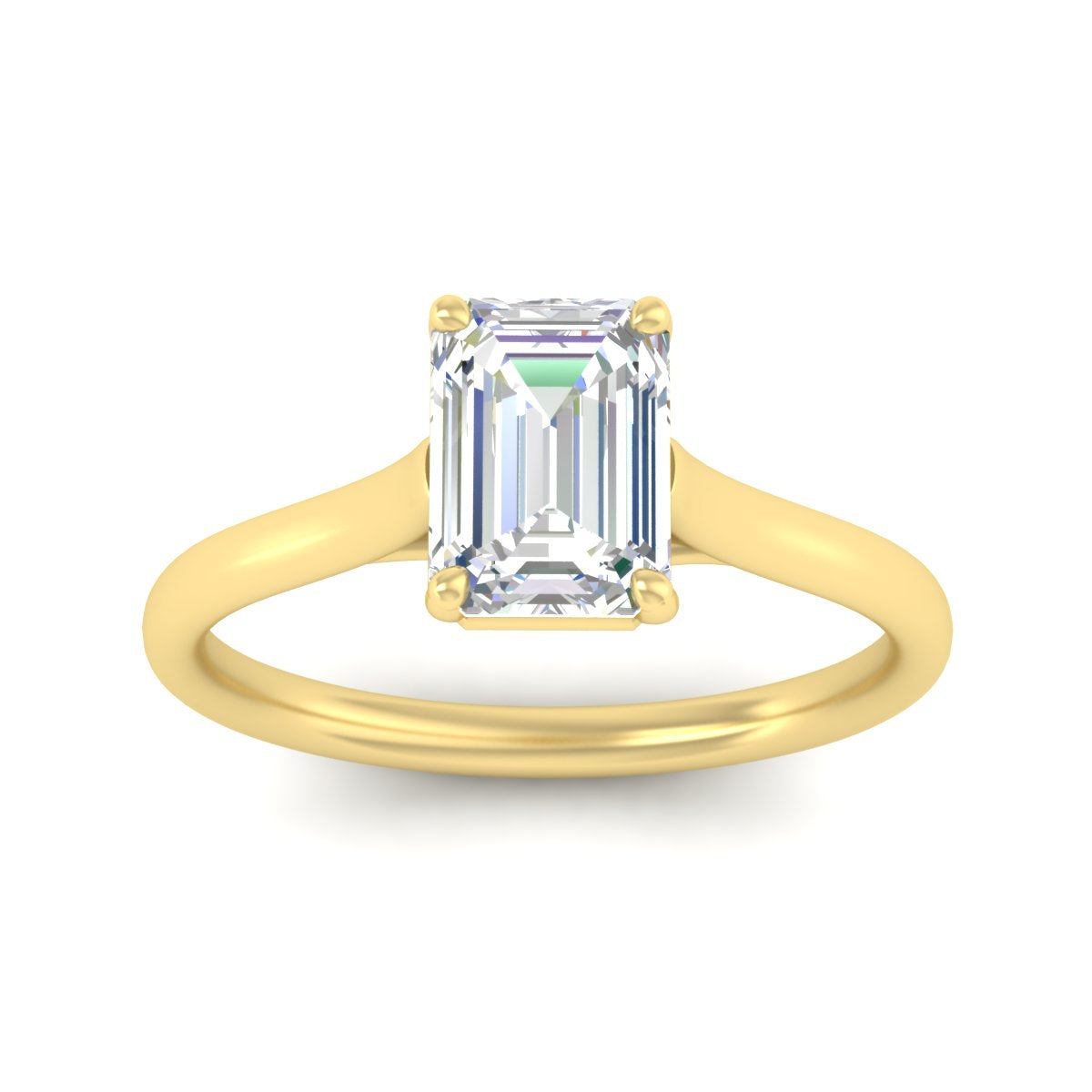 Cathedral Flat Band Emerald Cut Solitaire Engagement Ring Fascinating Diamonds