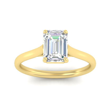 Cathedral Flat Band Emerald Cut Solitaire Engagement Ring Fascinating Diamonds
