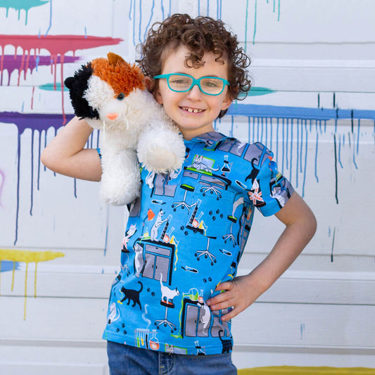 "CATalyst" Lab Disasters Short Sleeve Polo Shirt Princess Awesome & Boy Wonder