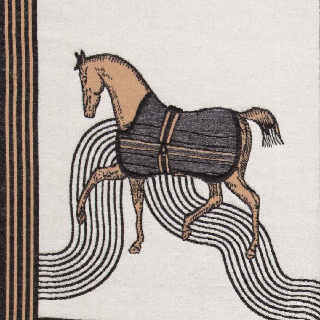 Cavallo -  Caramel Equestrian Motif Luxe Shawl Urban-Equestrian