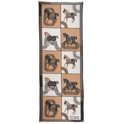 Cavallo -  Caramel Equestrian Motif Luxe Shawl Urban-Equestrian