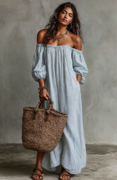 Women's Off-Shoulder Long-Sleeve Maxi Dress FitiqueFit