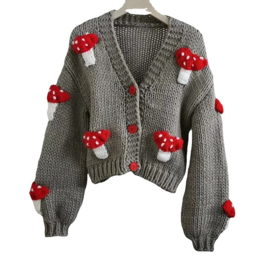 Women’s Mushroom Crochet Short Cardigan FitiqueFit