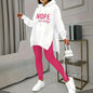 Casual 2-Piece Set Solid Color Leggings & Letter Print Hooded Sweatshirt FitiqueFit