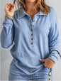 Women's Loose Fit Long Sleeve Knit Top – Button Detail, S–5XL FitiqueFit