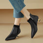 Women's Genuine Leather Kitten Heel Ankle Boots – Pointed Toe Side Zip FitiqueFit