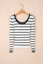 Stripe Scalloped Scoop Neck Ribbed Knit Sweater Shop Style & More | Fresh Looks, Everyday Deals & Free Shipping
