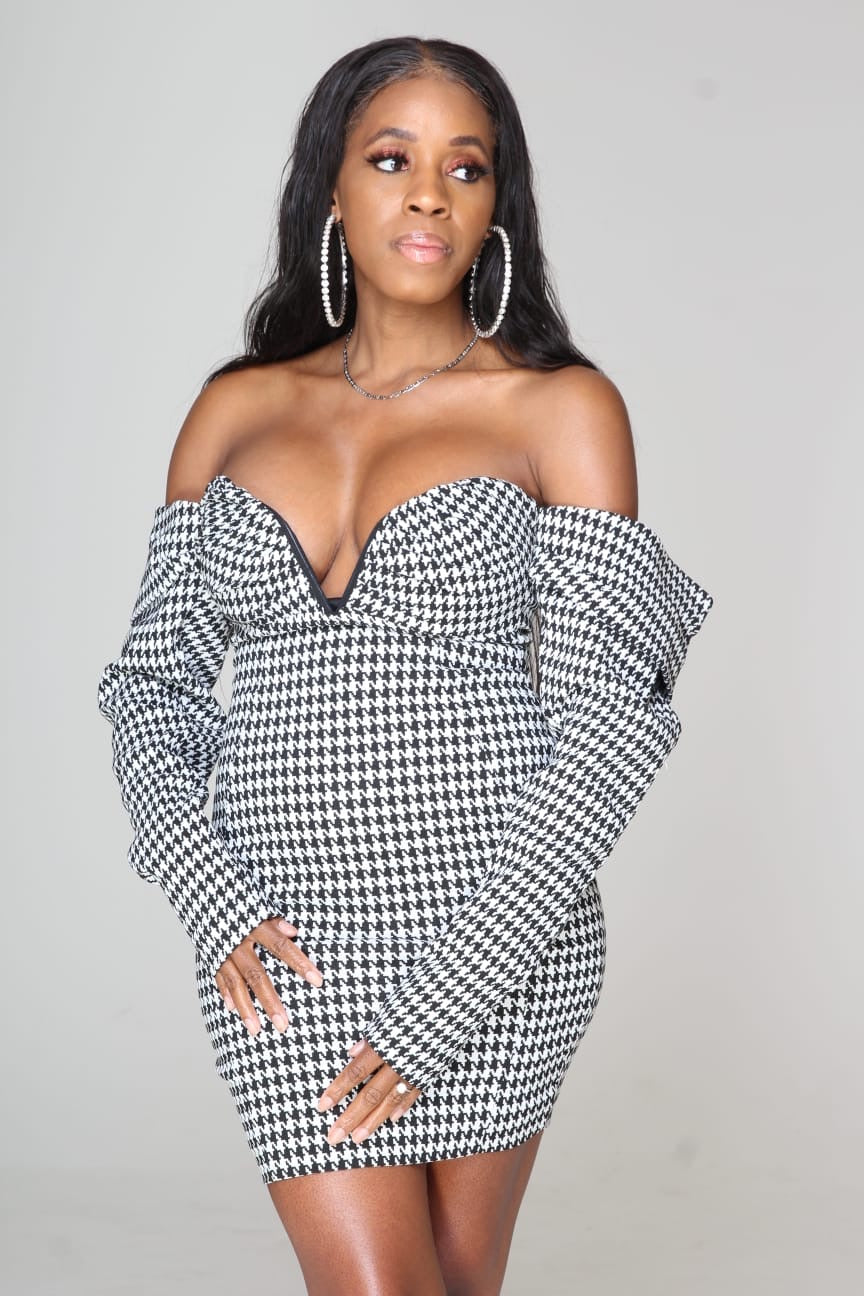 Privilege Houndstooth Dress Porshia By Porshia Banks