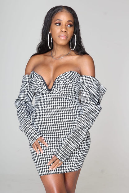 Privilege Houndstooth Dress Porshia By Porshia Banks
