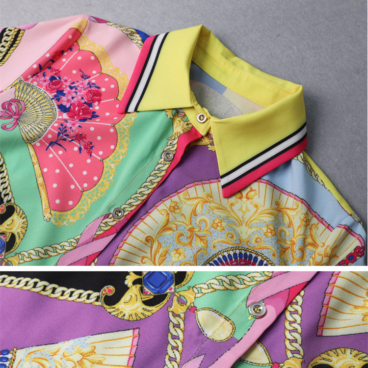 Printed Blouse Top Pleated Half Skirt Two Piece Set See size chart under “more details” The Fashion Celestial