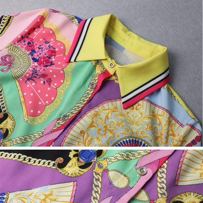 Printed Blouse Top Pleated Half Skirt Two Piece Set See size chart under “more details” The Fashion Celestial