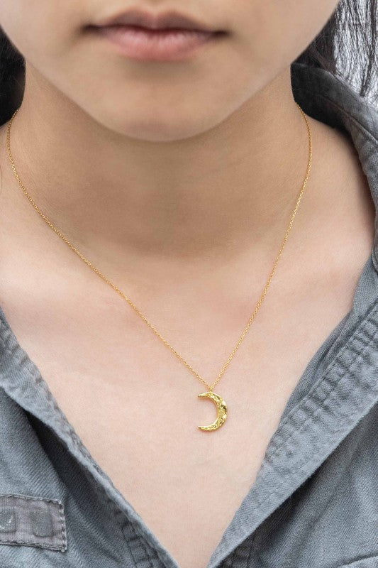 Crescent Moon Hammered Necklace | Gold (14K) Shop Style & More | Fresh Looks, Everyday Deals & Free Shipping