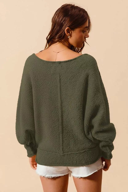 SO ME Loose Fit Exposed Seam Slouchy Boucle Sweater FitiqueFit