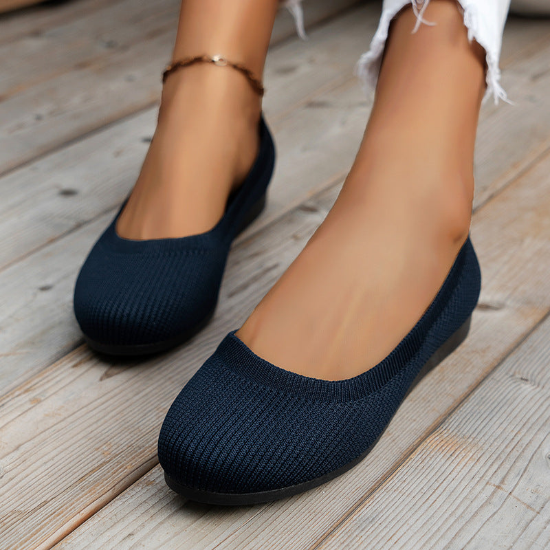 Round Toe Flats Shoes Casual Comfortable Soft Slip On Knit Mesh Shoes For Women See size chart under “more details” The Fashion Celestial