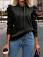 Minimalist Puff Sleeve Drawstring Hoodie FitiqueFit