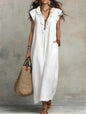 Women's Sleeveless Ruffle Pocket Maxi Dress FitiqueFit