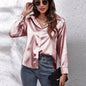 Hot Style In-Kind Shooting Satin Shirt Women'S Satin Imitation Long-Sleeved Shirt New European And American Cross-Border Women'S Clothing NovaCart