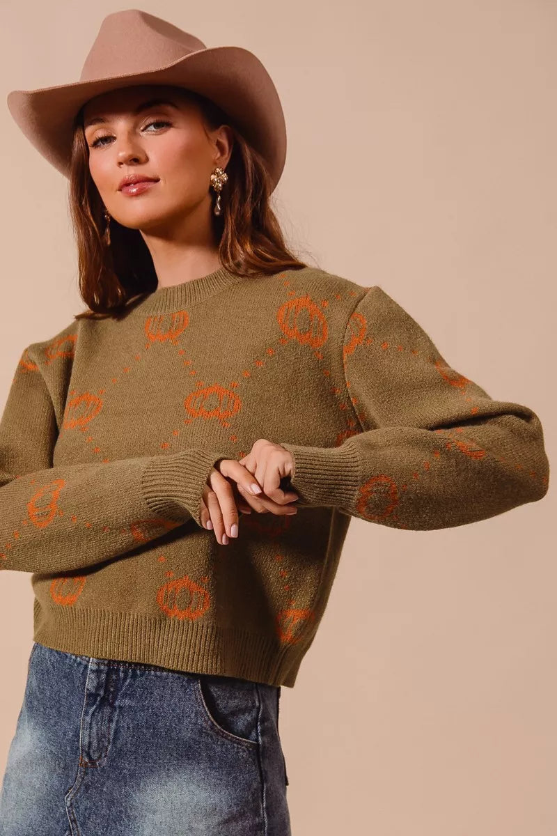 SO ME Pumpkin Rhombus Halloween Thanksgiving Sweater West2East Surf