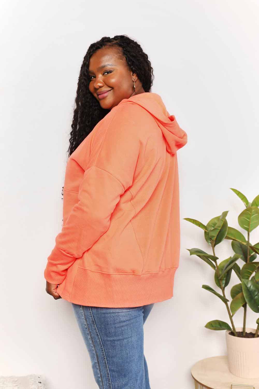 Double Take Quarter-Snap Dropped Shoulder Hoodie West2East Surf