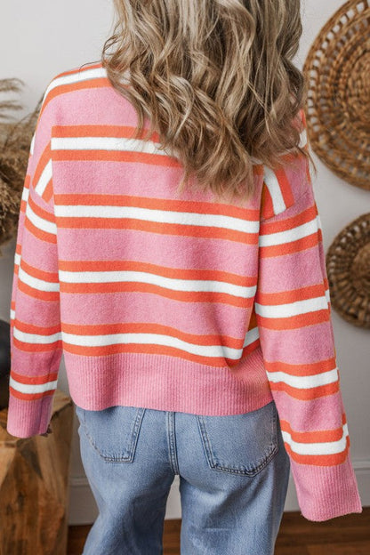Stripe Drop Shoulder Buttoned Cardigan Sweater Shop Style & More | Fresh Looks, Everyday Deals & Free Shipping